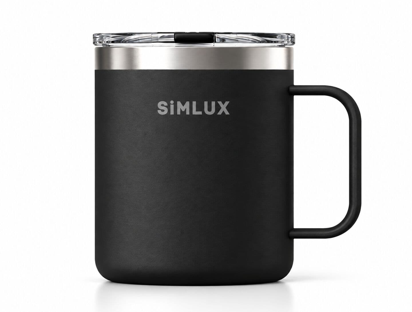 Black SiMLUX Mug with its clear slide lid